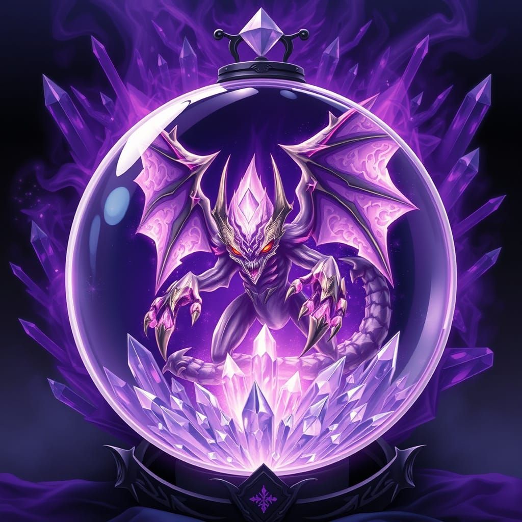 Mystical Crystal Demon in Pokeball, Art Nouveau Style