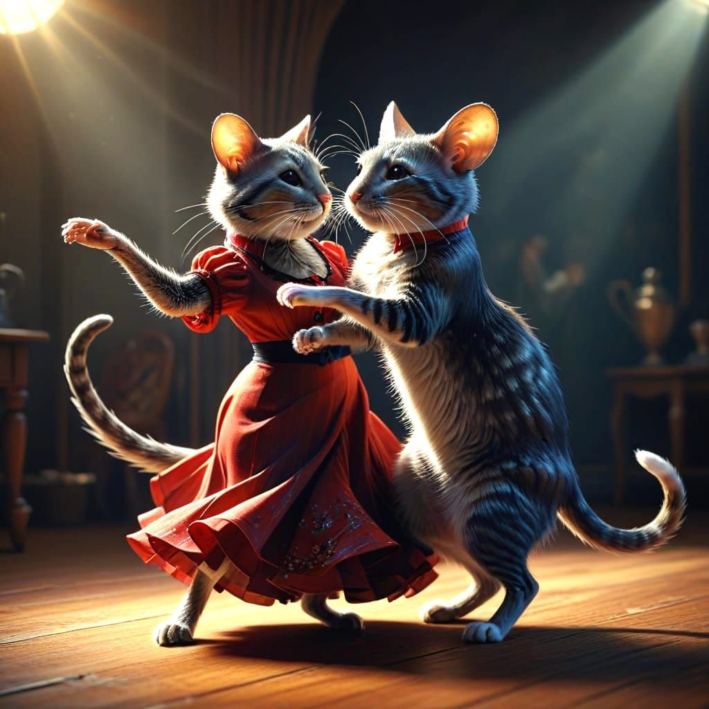 Realistic Cat and Mouse Tango