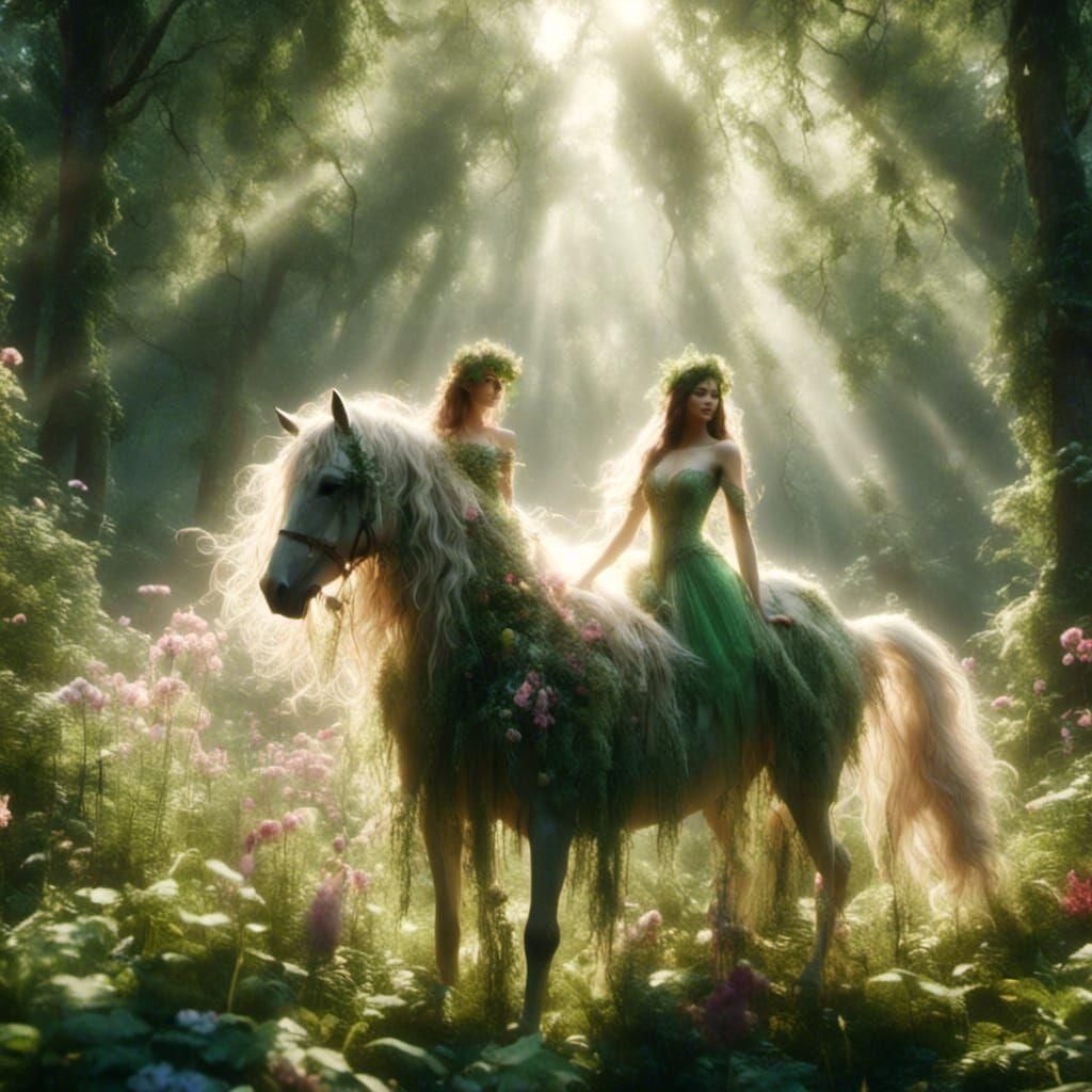 Hyperrealistic Female Centaur in Magical Forest