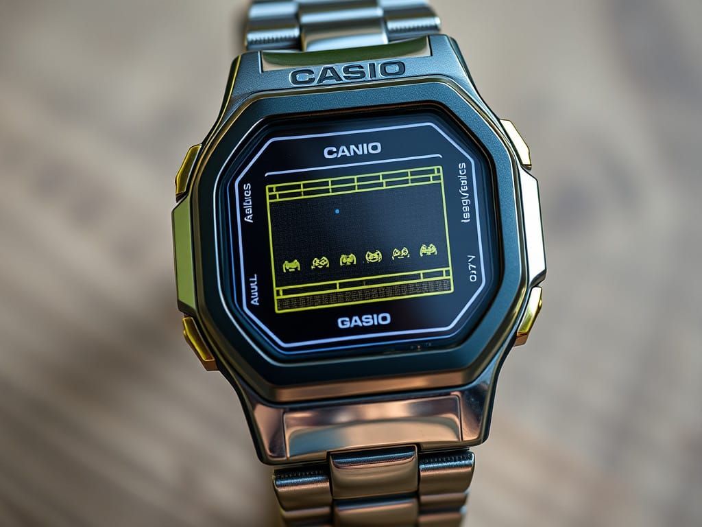 Retro Gaming Watch Displays Mini Space Invaders Game