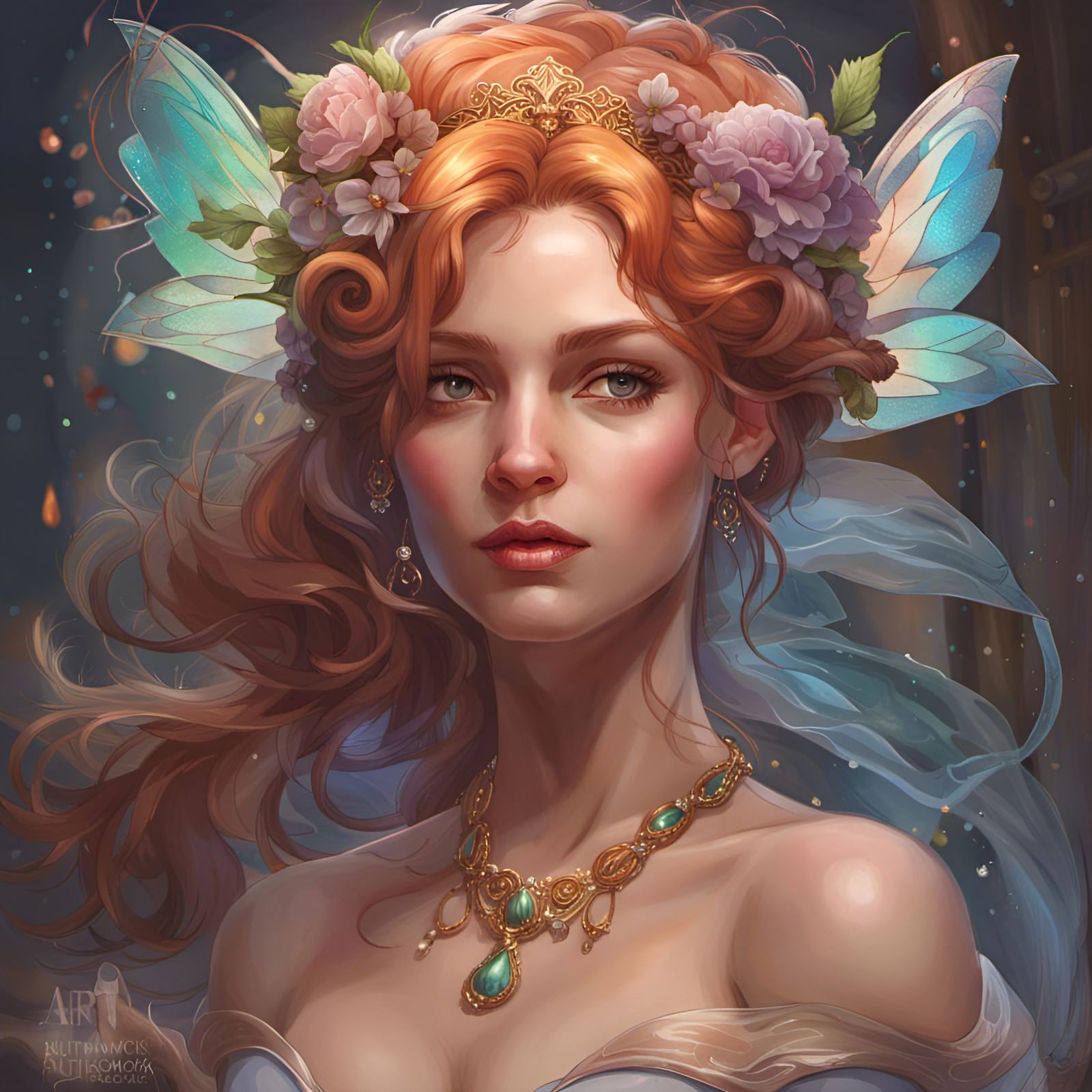 Enchanting Fairy Portrait in Art Nouveau Style