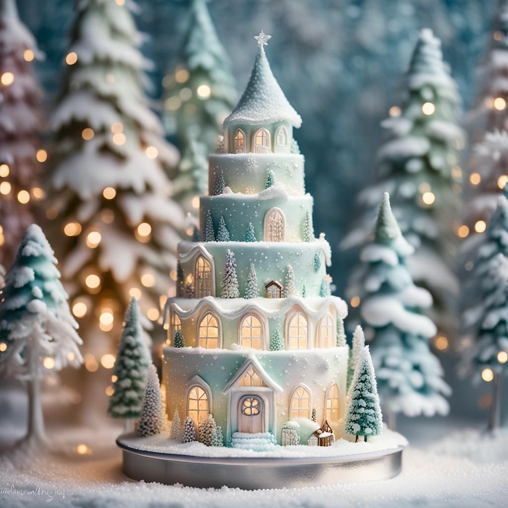 Whimsical Winter Wonderland Wedding Cake Art