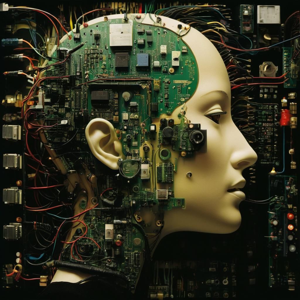 Motherboard Neurographic Art in Dave McKean Style