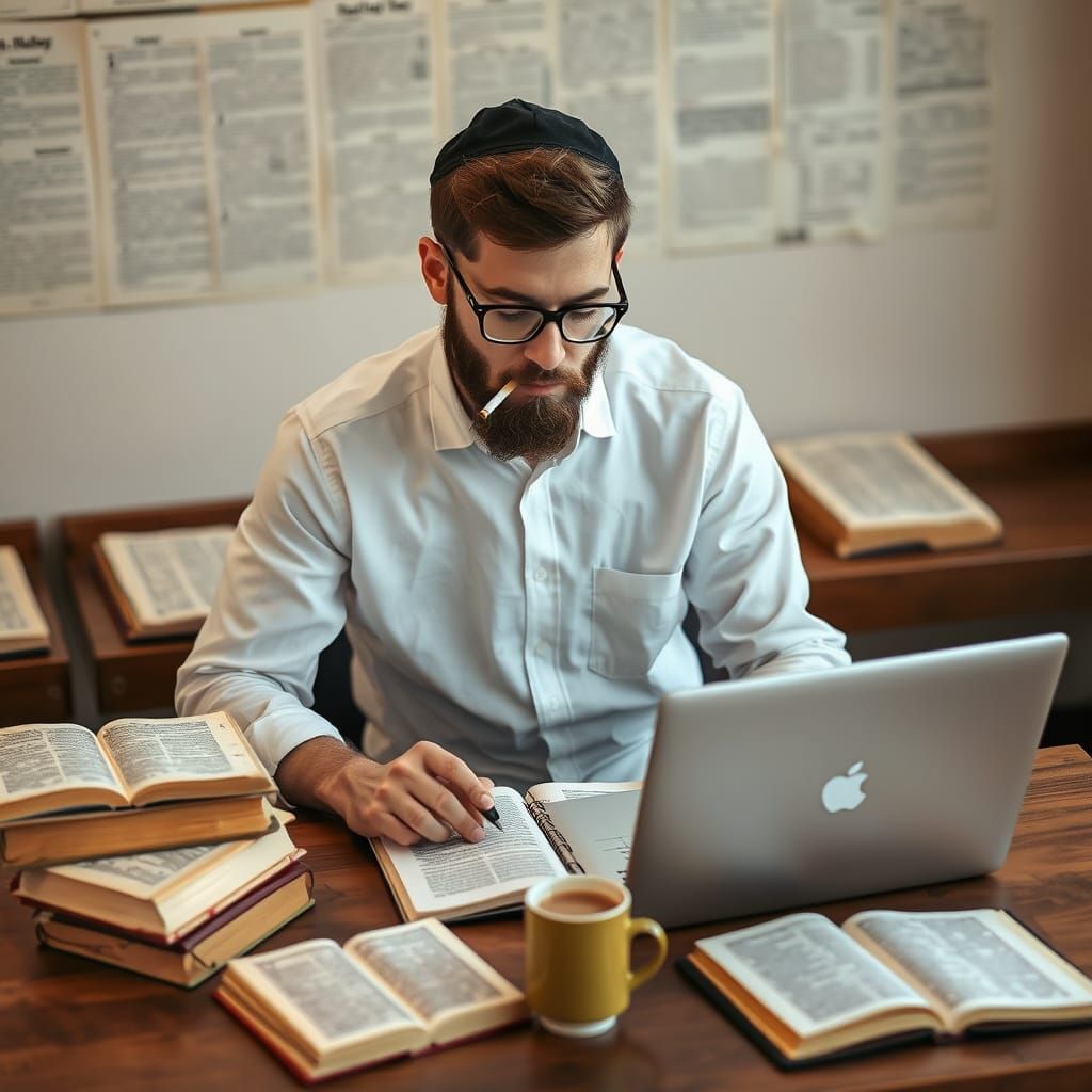Haredi Yeshiva Student in Study Hall