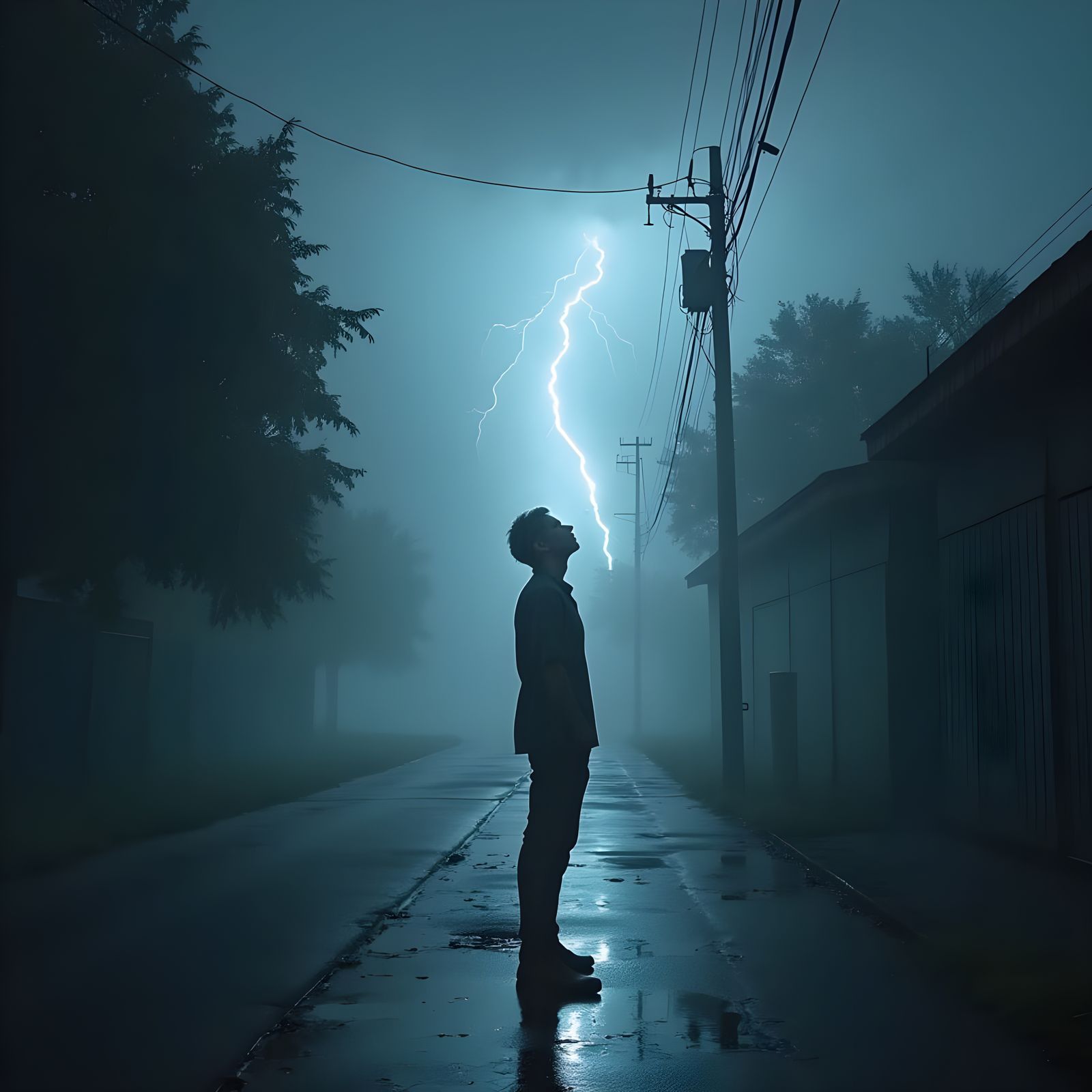 Moody Night Sky with Lightning Illuminated by Moonlight
