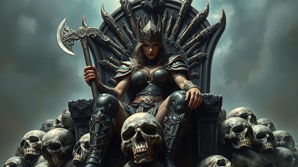 Fierce Barbarian Queen Reigns Supreme in Gritty Fantasy Art