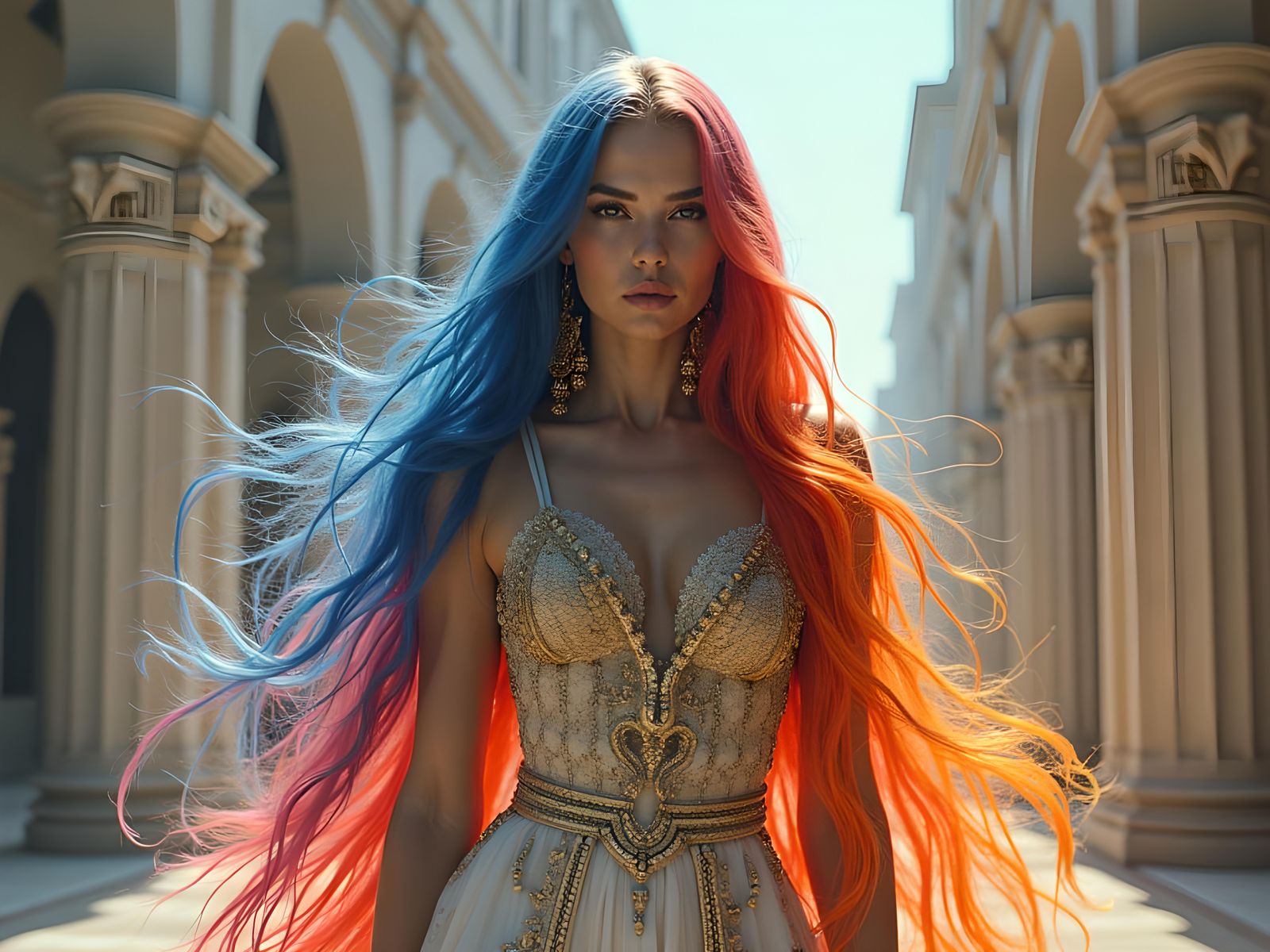 Hyperrealistic Close-Up of Woman with Tattoo Structures