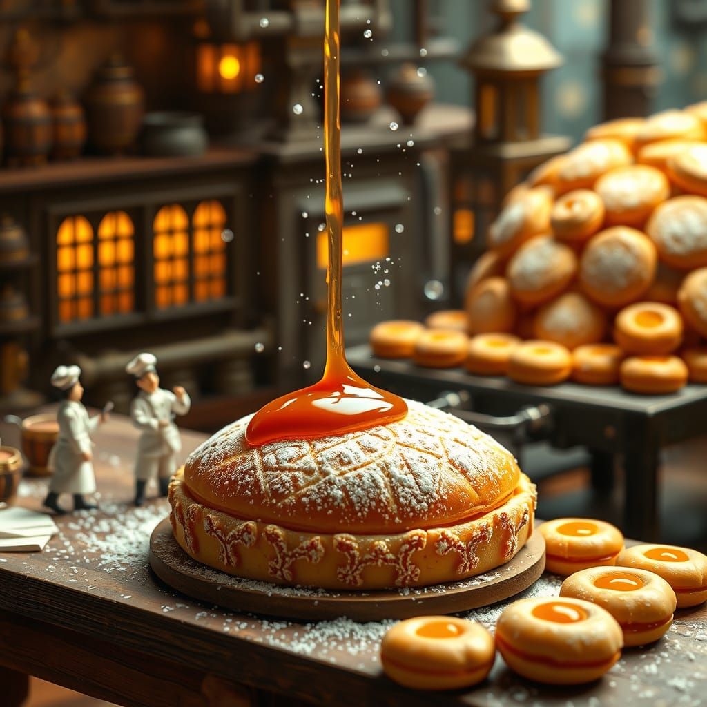 Baroque-Style Pastry Masterpiece with Tiny Chefs