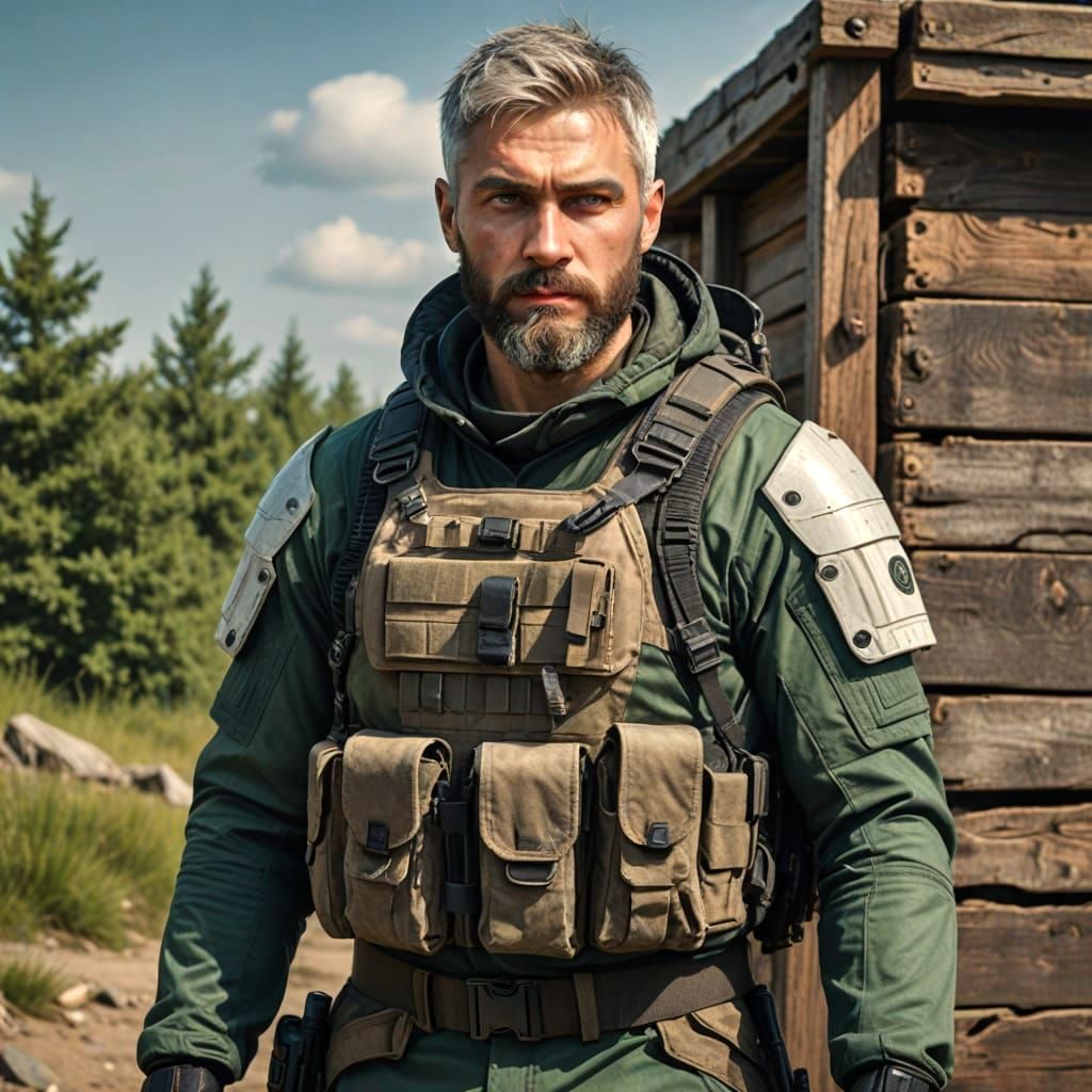 Handsome Russian Man with Tactical Gear