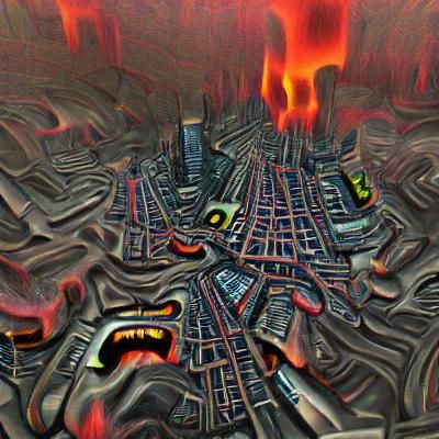 Dystopian City Hellscape: An AI-Generated Image