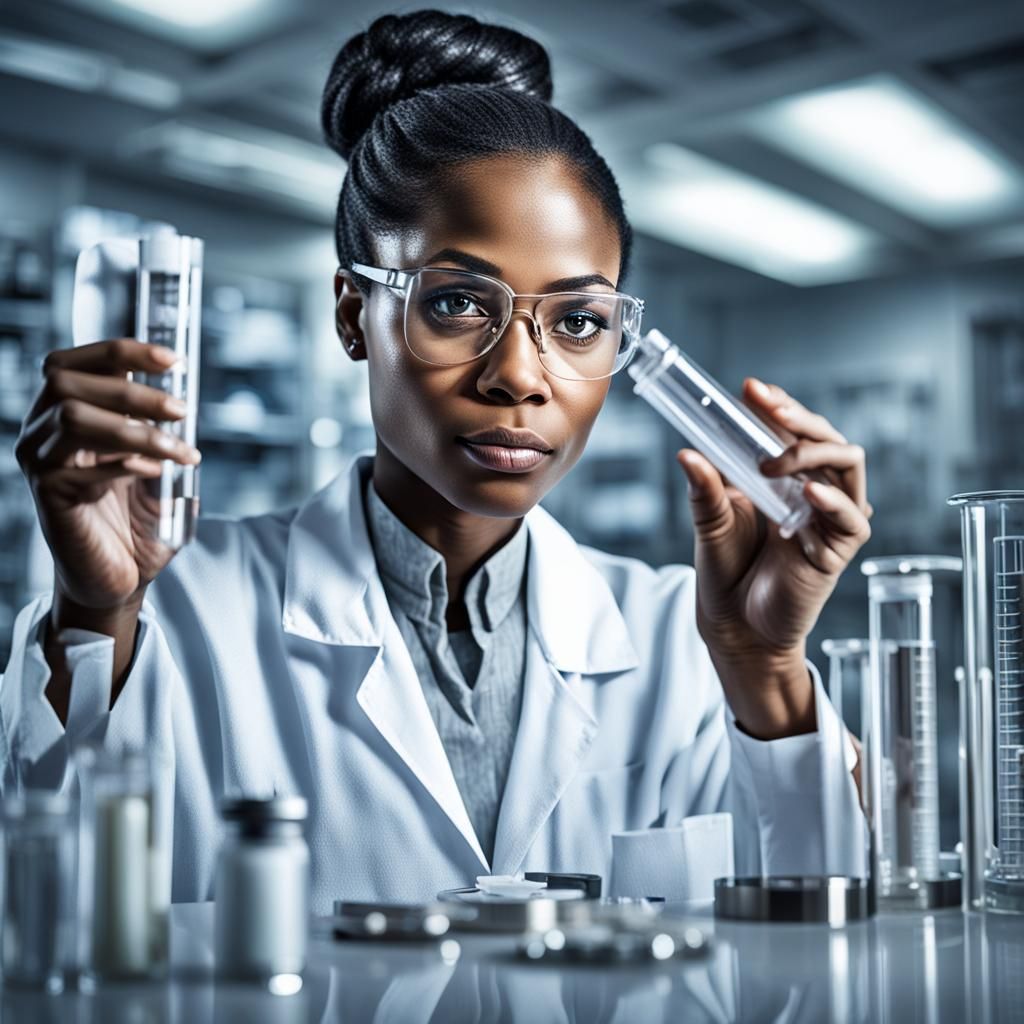 Hyperrealistic Portrait of a Scientist in Lab