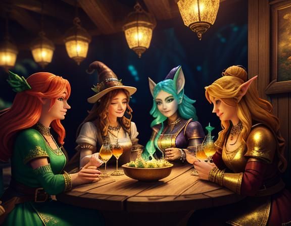 Gnomish Cocktail Magic: A Fantasy Tavern Scene