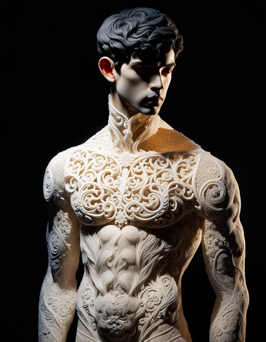 Lace Torso Sculpture in Art Nouveau Style