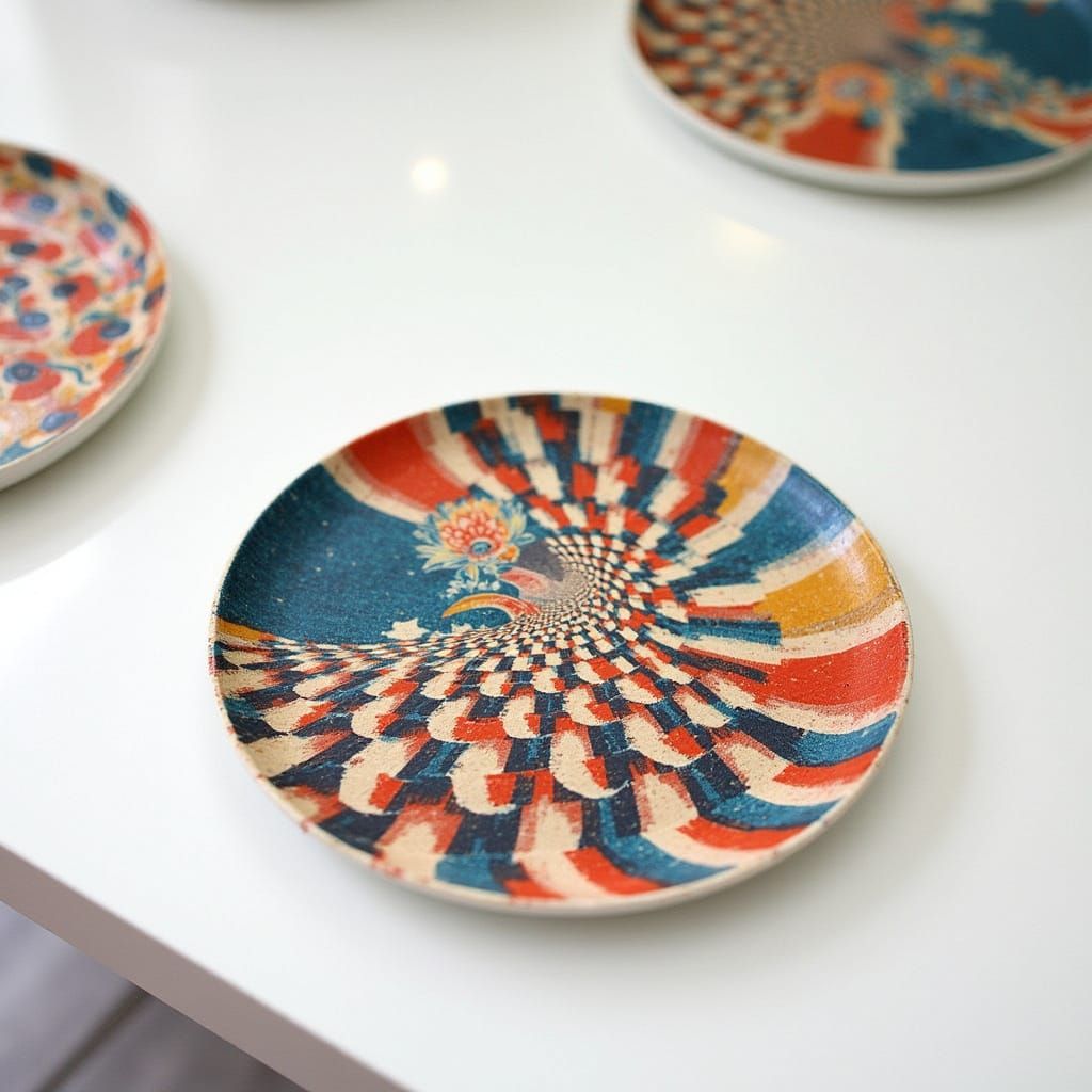 Vibrant Geometric Plates in Digital Illustration Style