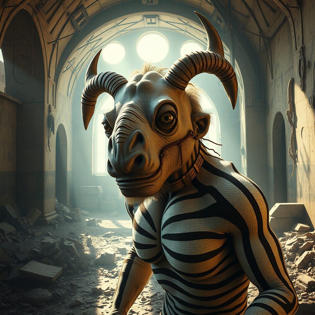Surrealist Ivory Skinned Figure in Dystopian Apocalypse