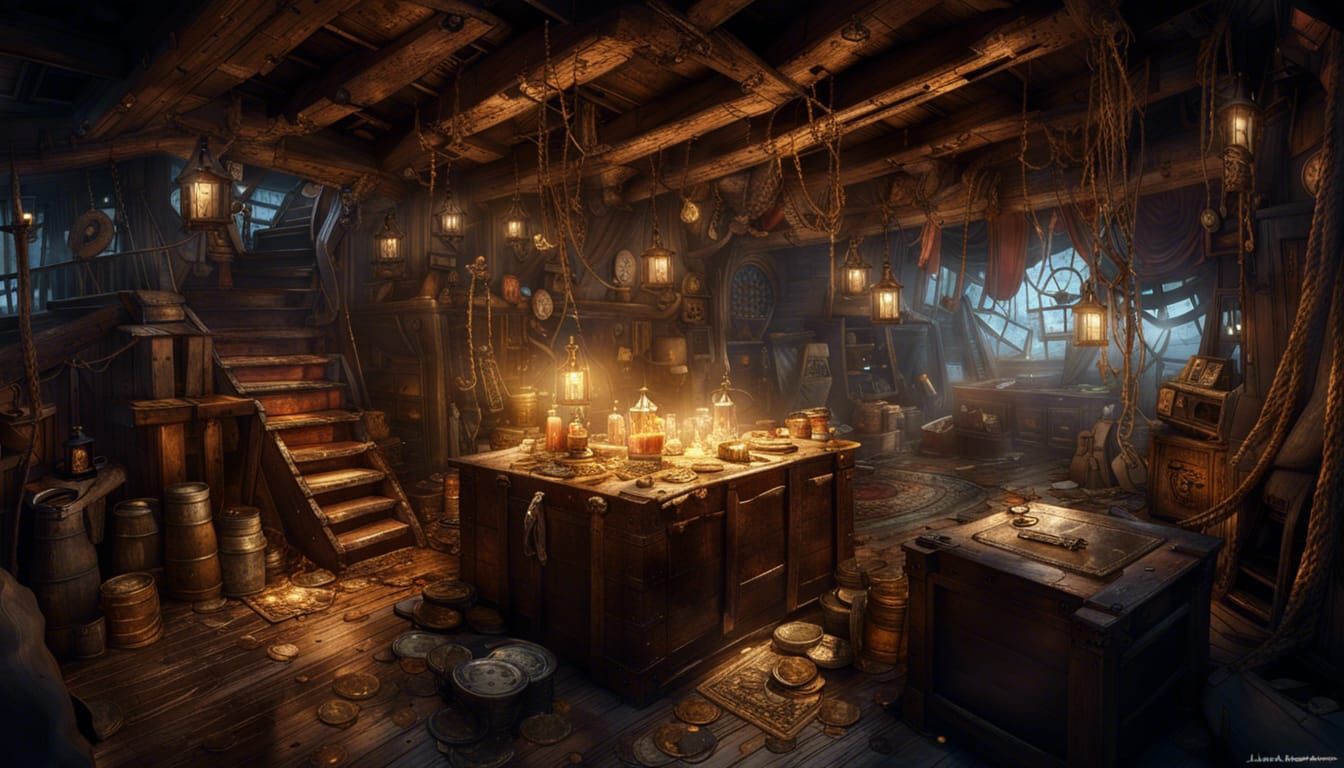 Pirate Hideout in Ship Wreckage with Ghosts