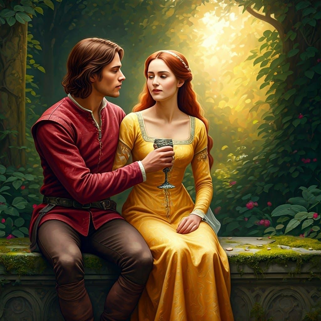 Medieval Lovers Share Fabled Love Potion in Enchanted Forest