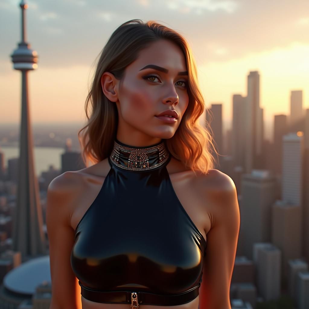 Fashion Portrait with Toronto Skyline, Art Nouveau Style