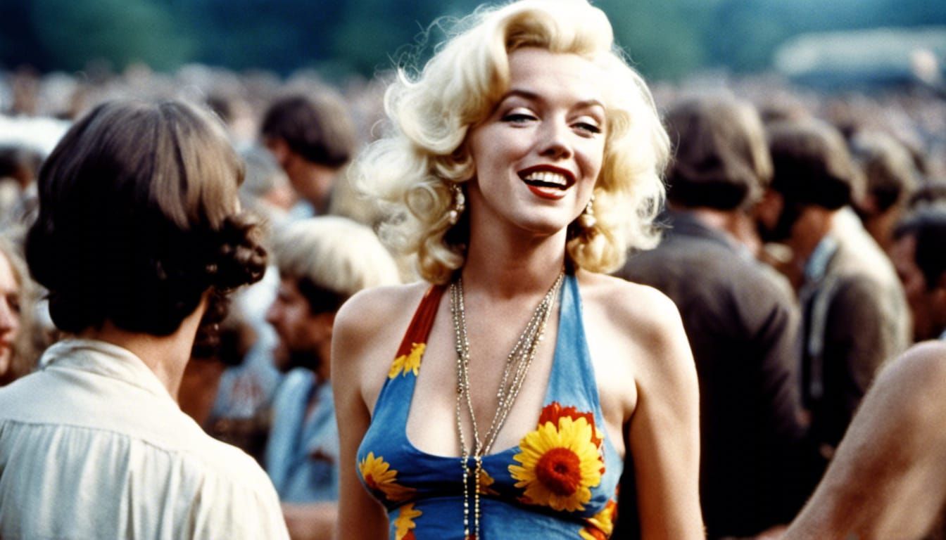 Marilyn Monroe as Hippie at Woodstock Festival