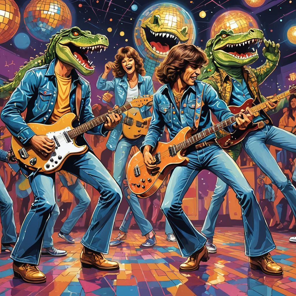 Dancing Crocodiles in Jeans: Retro Rock Art