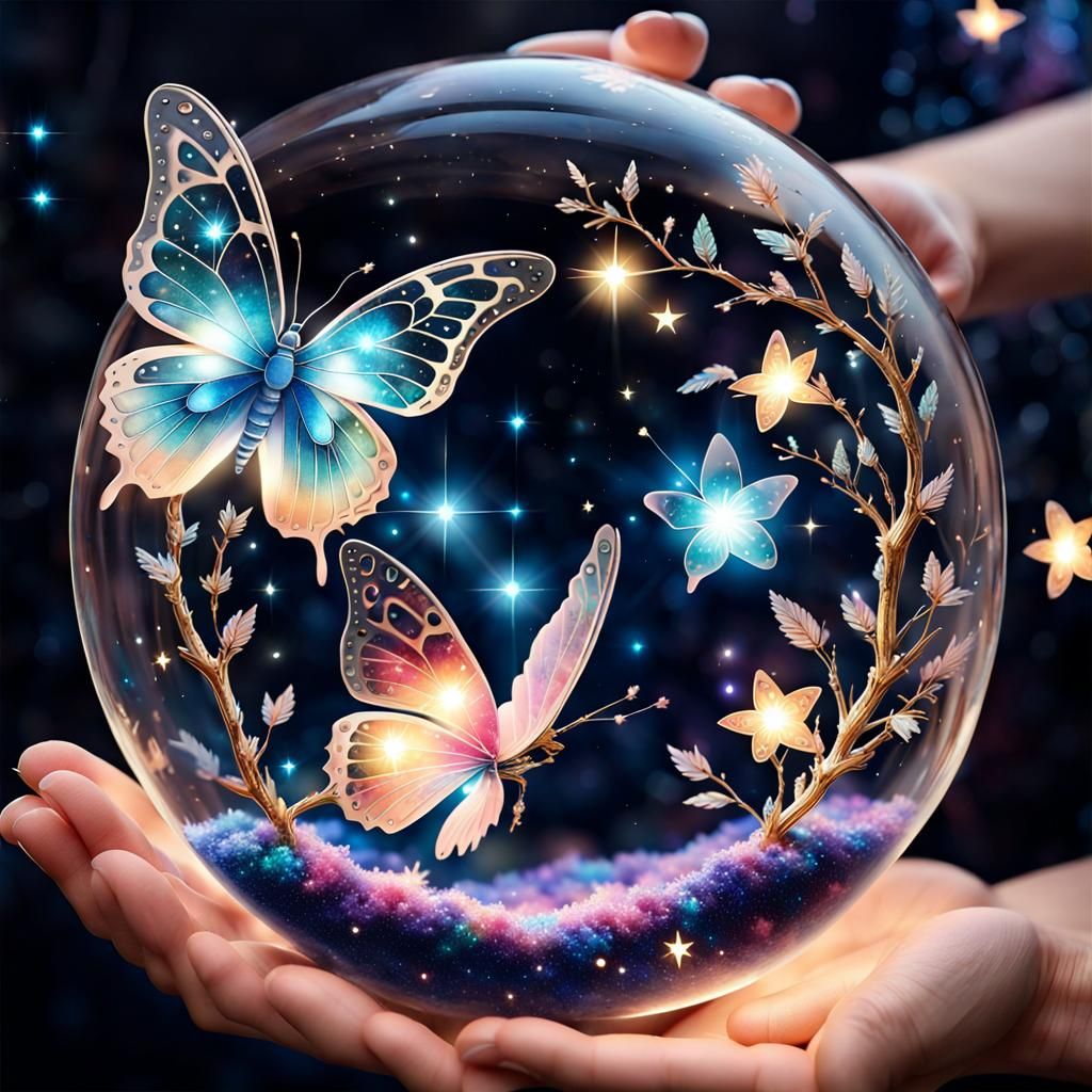 Crystal Butterfly in a Starry Universe