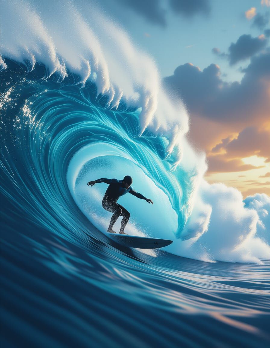 Nazaré Giant Waves Extreme Surfing Vintage Poster