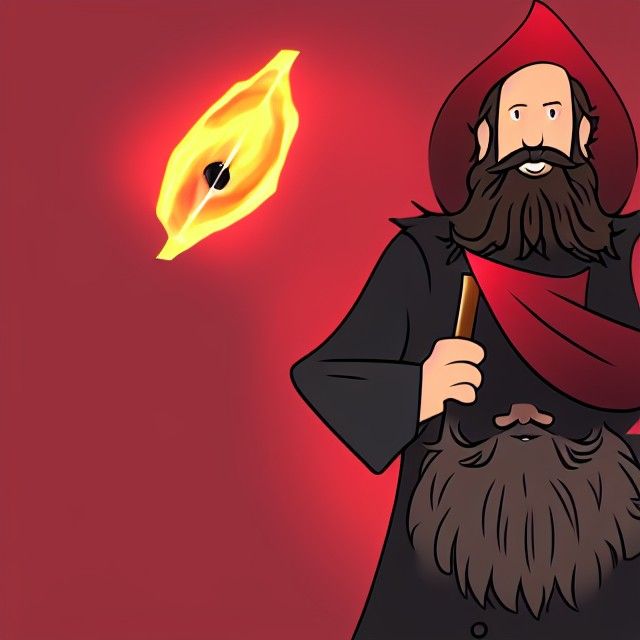Red and Black Bearded Wizard Illustration