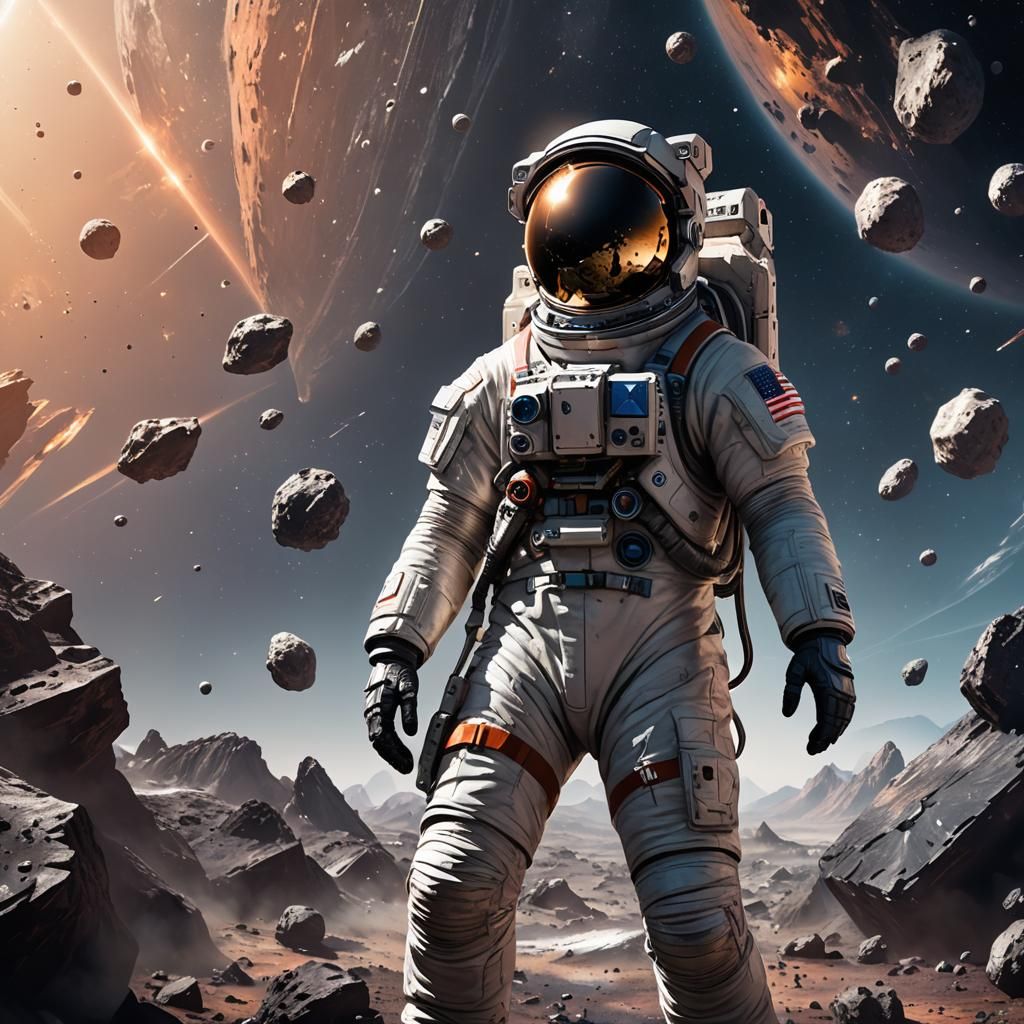 Astronaut on Planet Edge in Hyper-Realistic Style