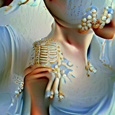 Hyperrealistic Skeleton Emerging from Porcelain Figure