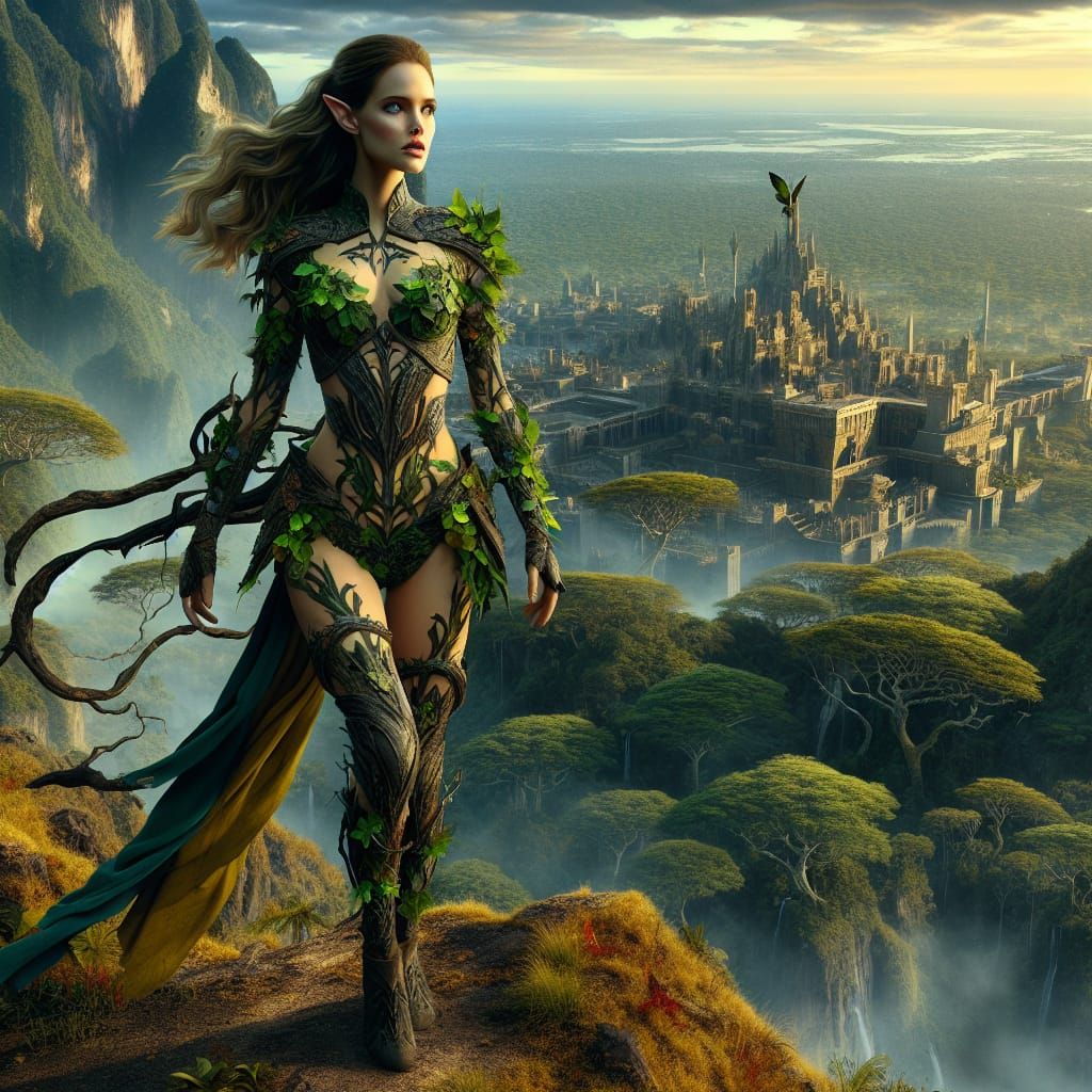 Elven Paladin in Safari Jungle: Gothic Fantasy