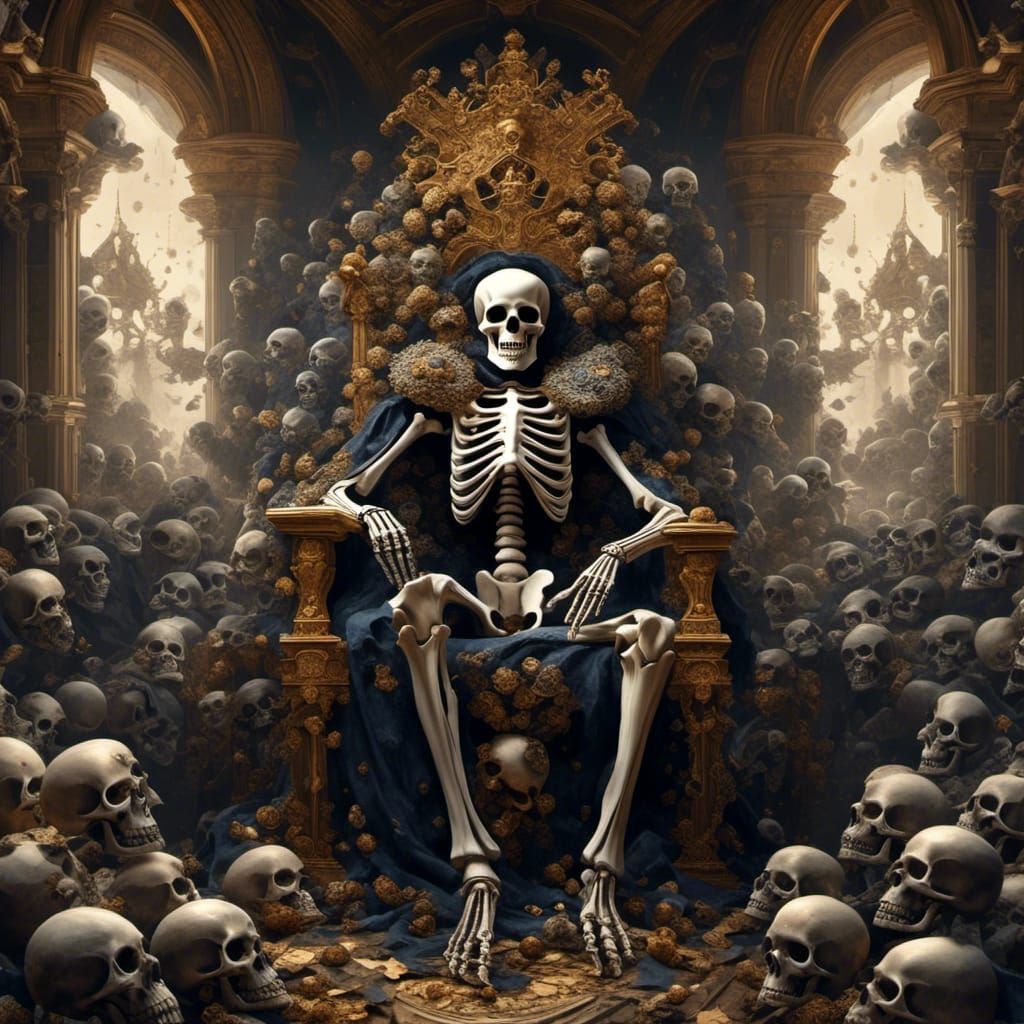 Skeleton King Fractal in Expressionist Action Painting