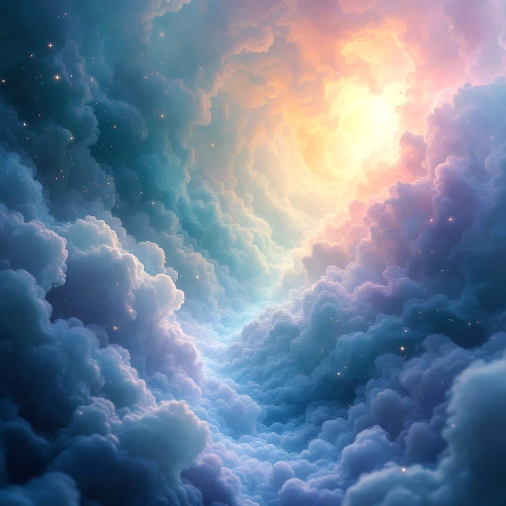 Sacred Geometry Radiates Divine Light in Soft, Misty Hues