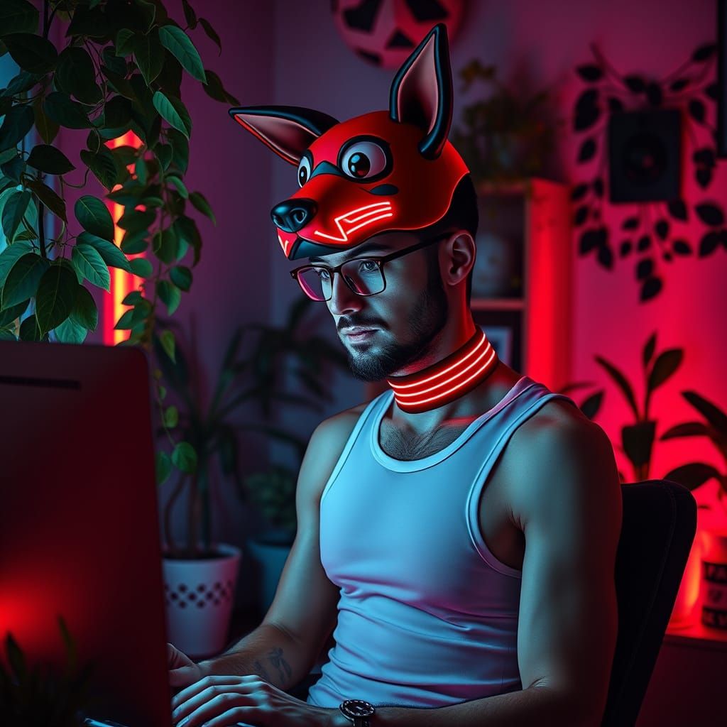 Elegant Gamer Lost in Virtual World