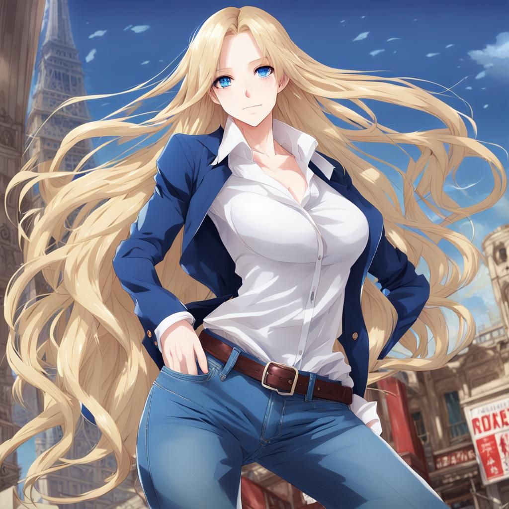 Voluptuous French Woman in Anime Style