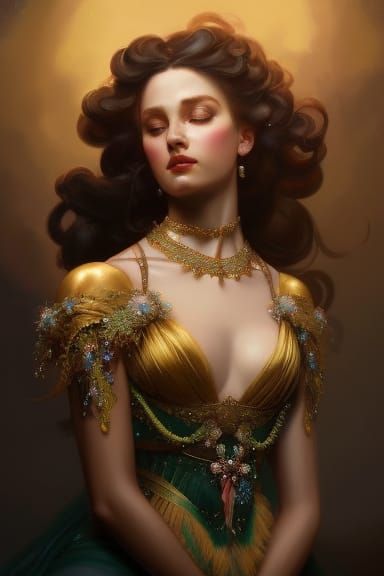 Rococo Portrait of Lady with Ribbons and Gems