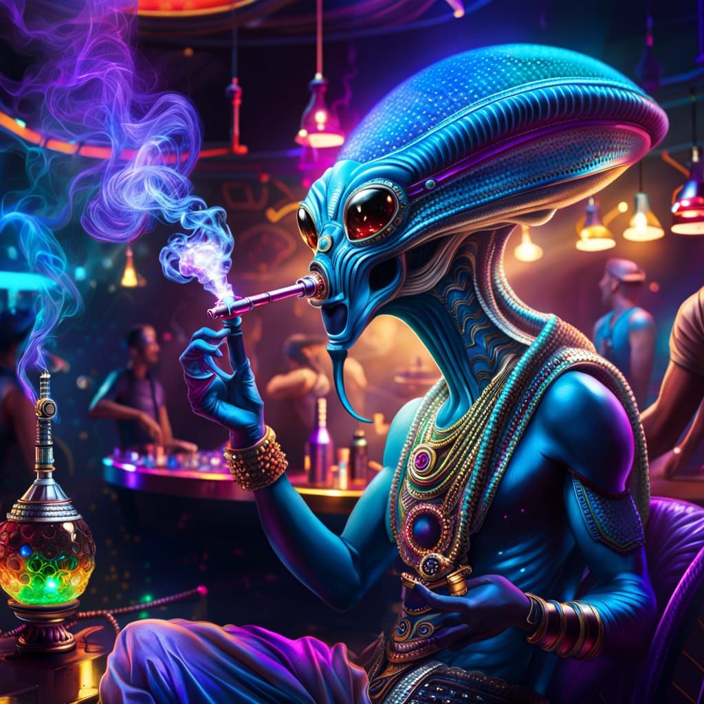 Cosmic alien mosquitoe being smoking a Quantum laser hookah ...