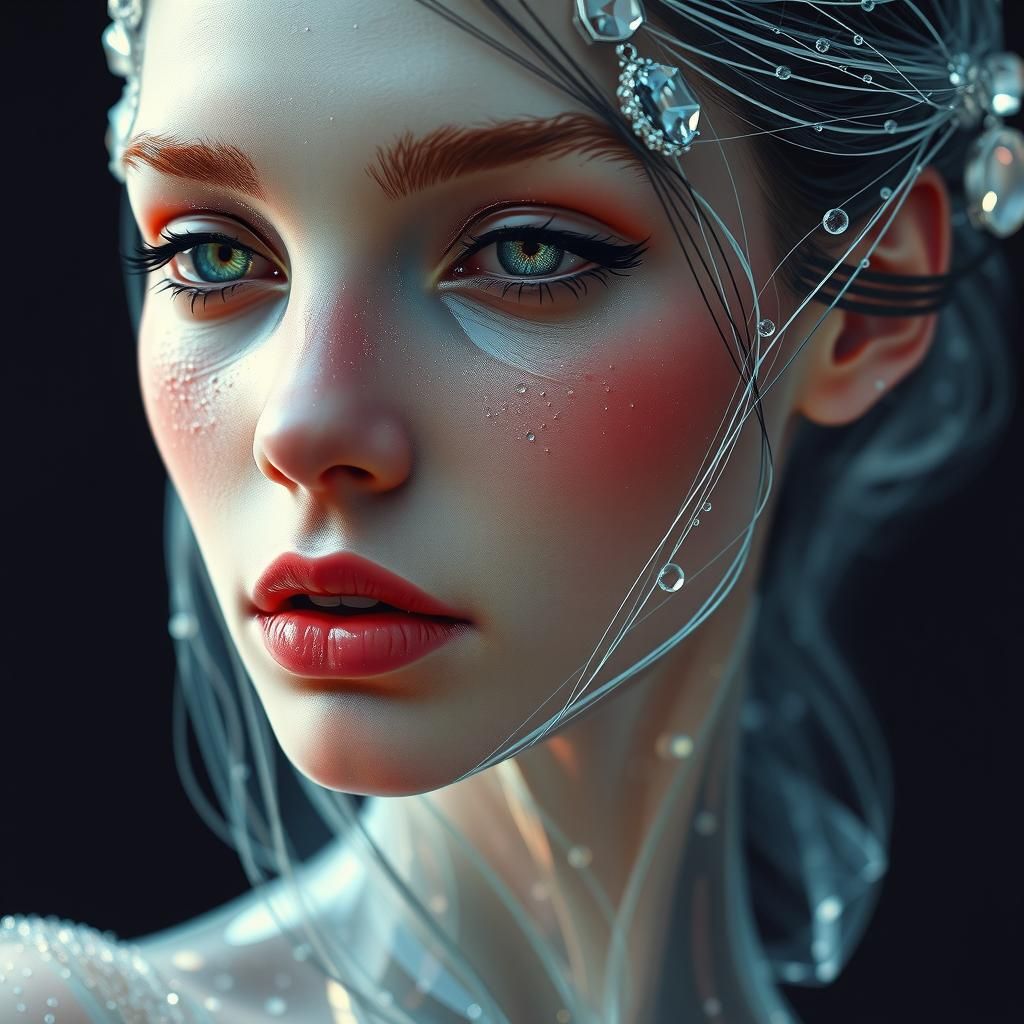 Glass-Skinned Princess Portrait in Digital Art Style