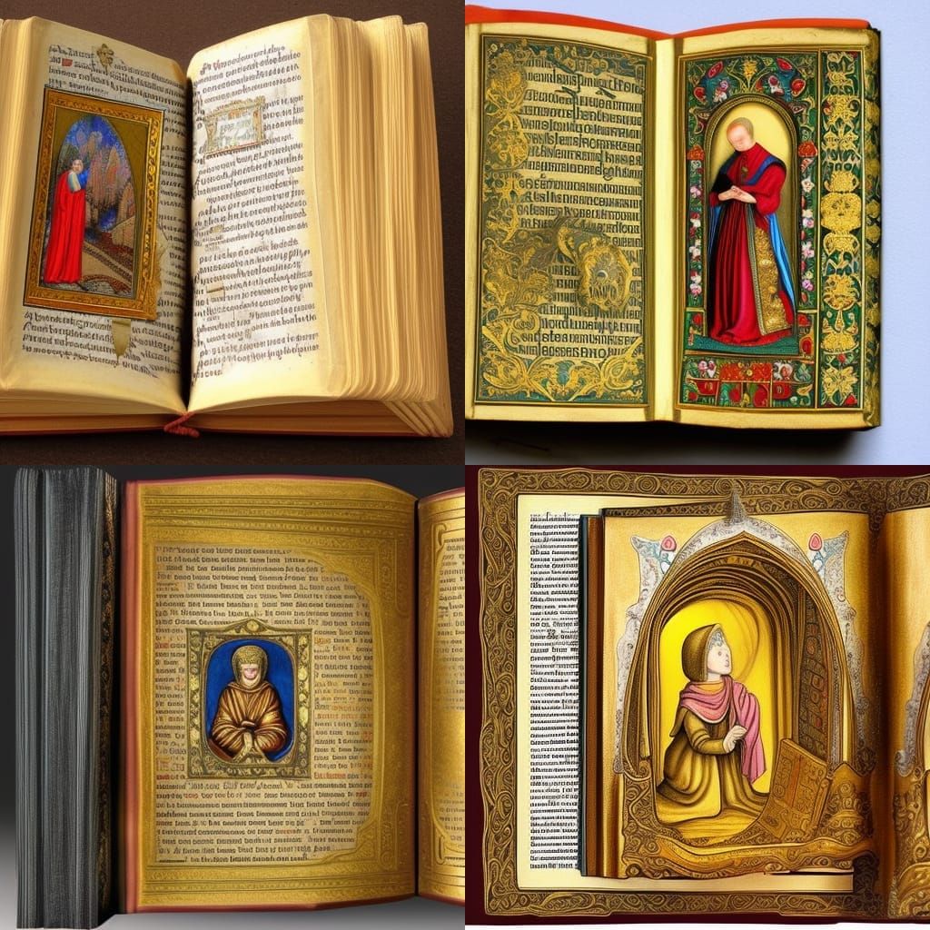 Gilded Medieval Book of Prayers in 3D