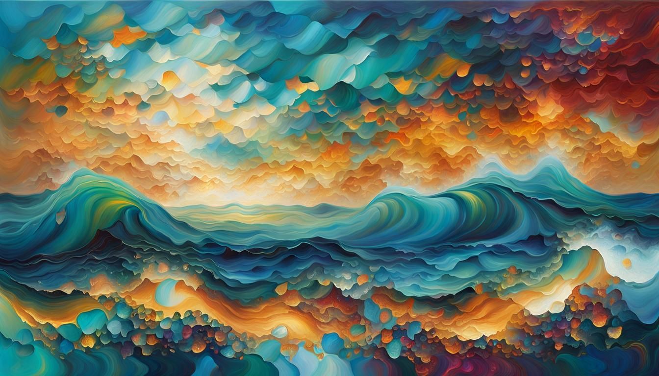 Surreal Turquoise Dreamscapes in Vibrant Oil Painting