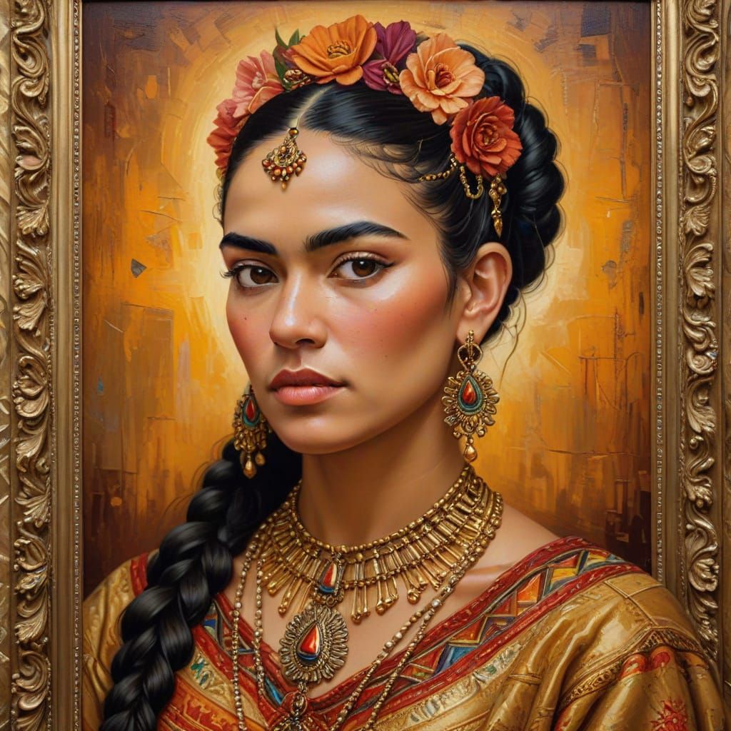 Latina Woman Portrait in Oil Painting Style