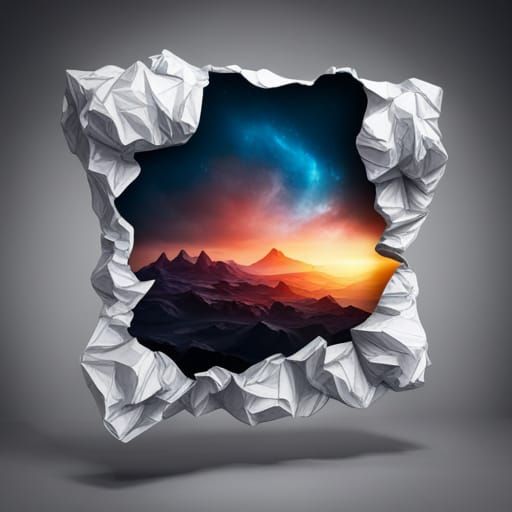 Crumpled Paper with Drawing: Fantasy Concept Art