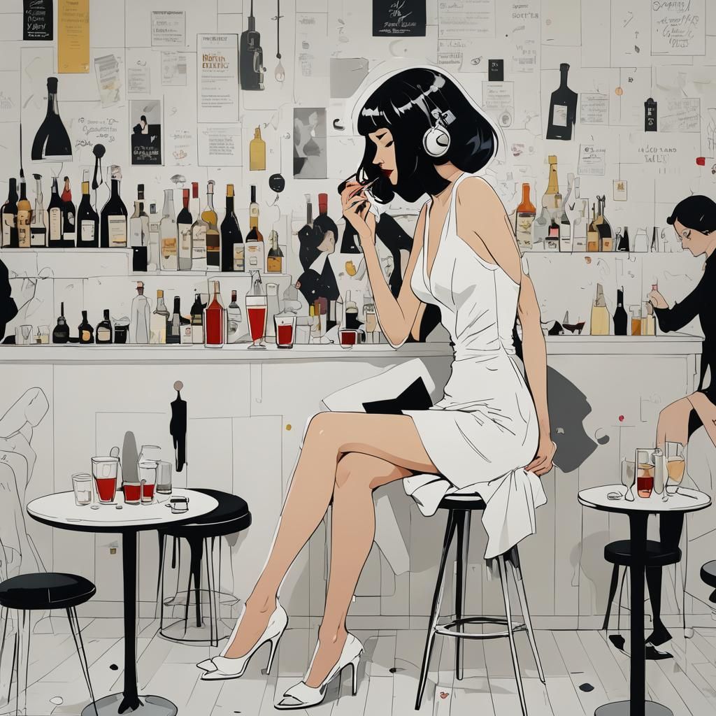 Femme Fatale in Jazz Bar, Hardboiled Comic Style