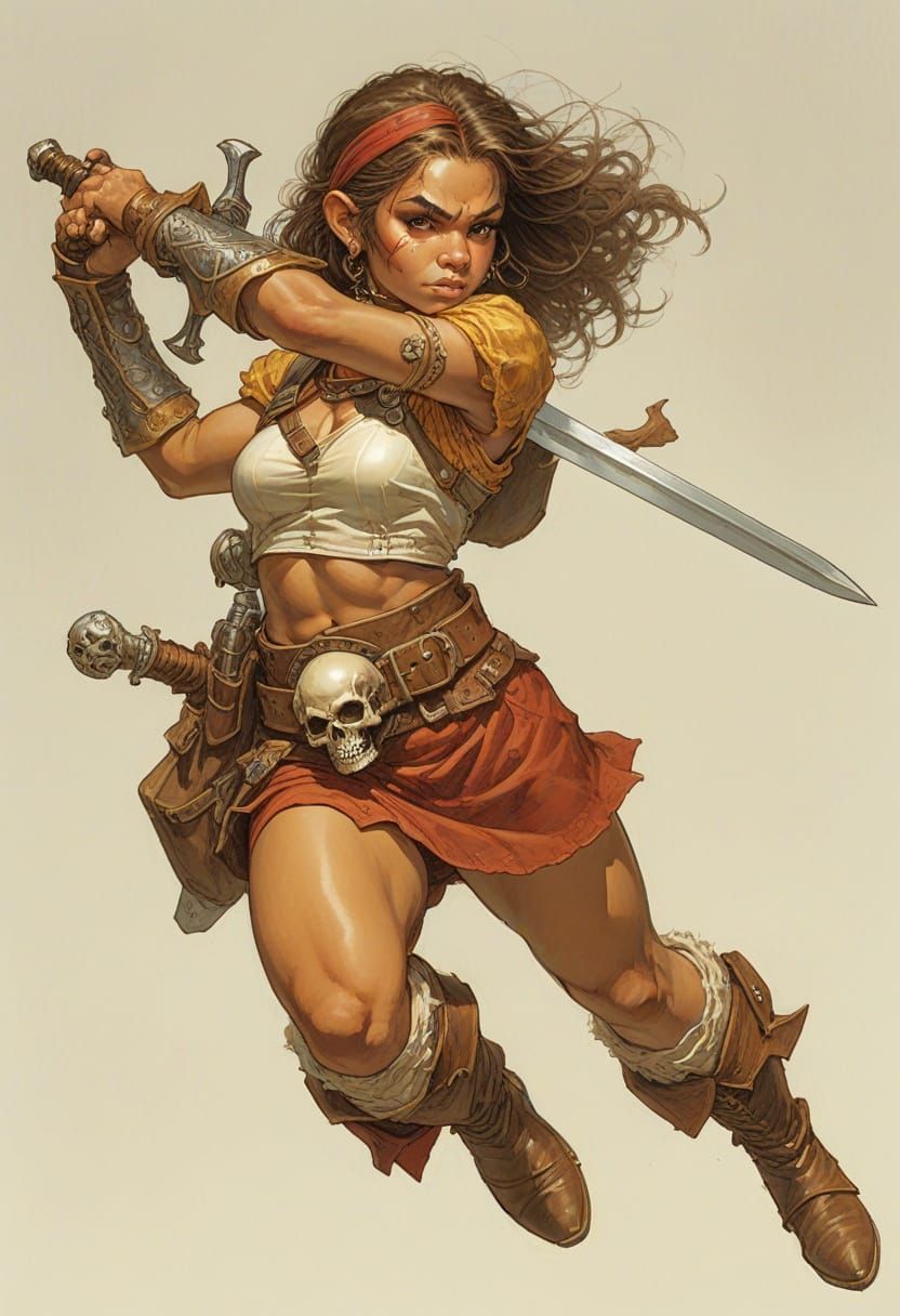 Halfling Swordfighter in Heroic Fantasy Style