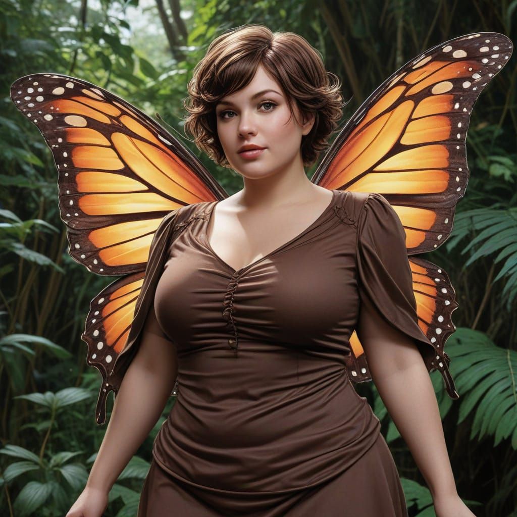 Enchanting Female Fairy with Brown Pixie Hair and Butterfly ...