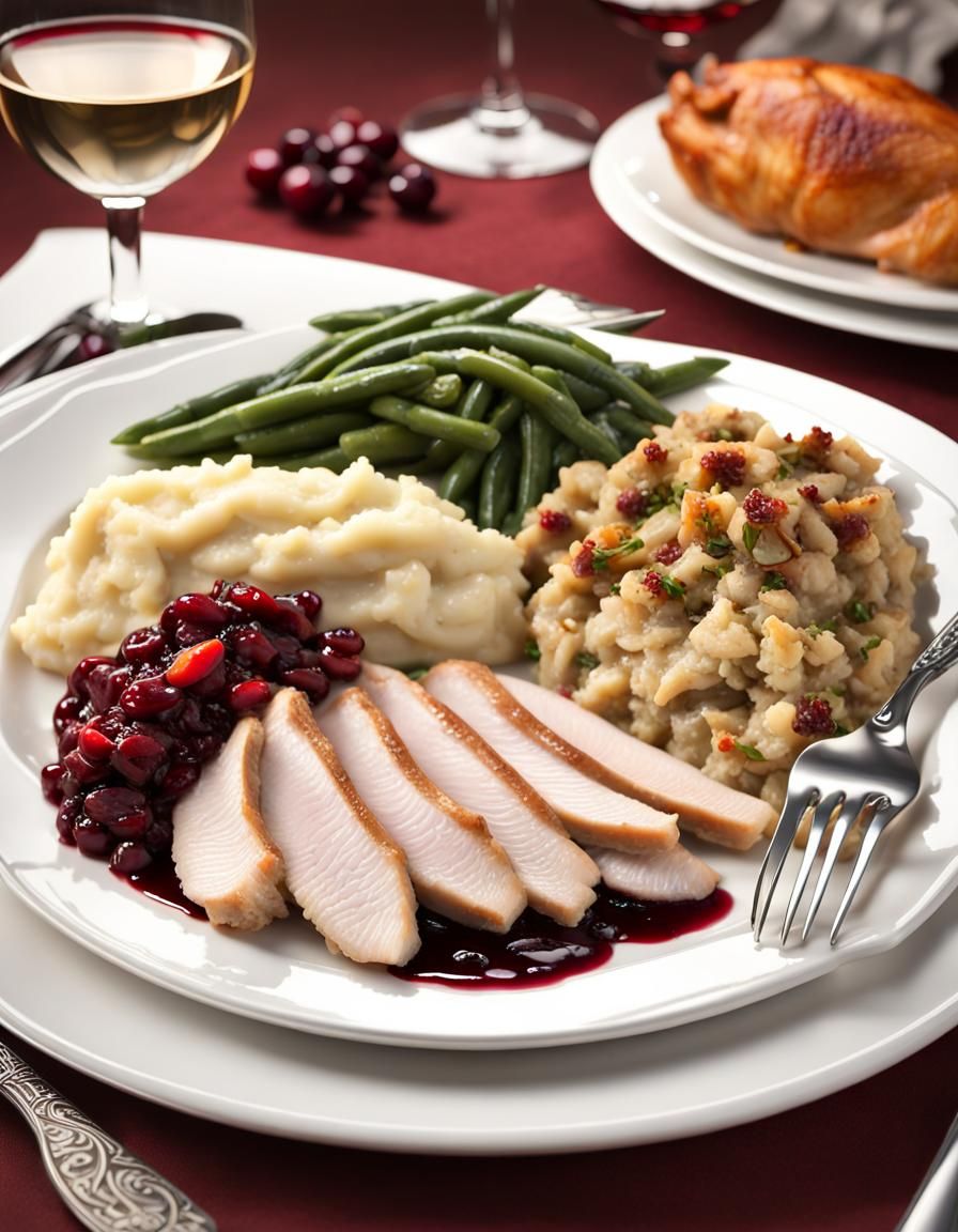 Gourmet Thanksgiving Plate in Hyperrealistic Detail