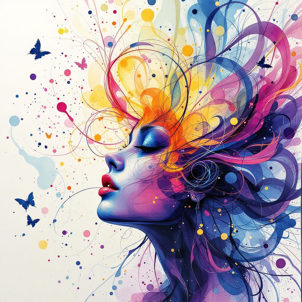 Surreal Butterfly of the Human Mind: Watercolour Art