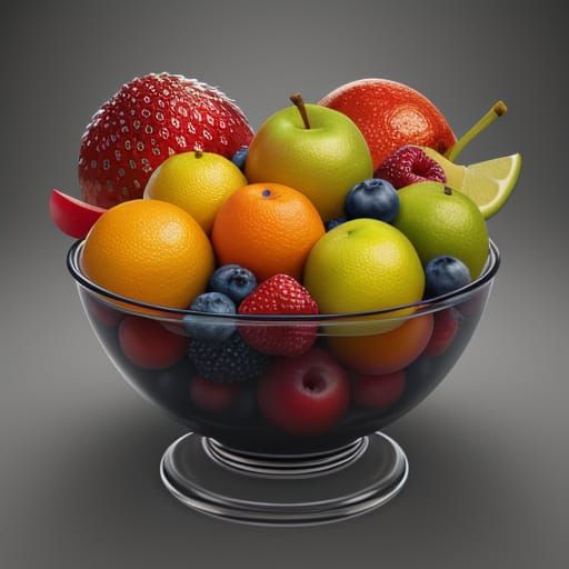 Vibrant Fruits in a Crystal Clear Digital Still Life