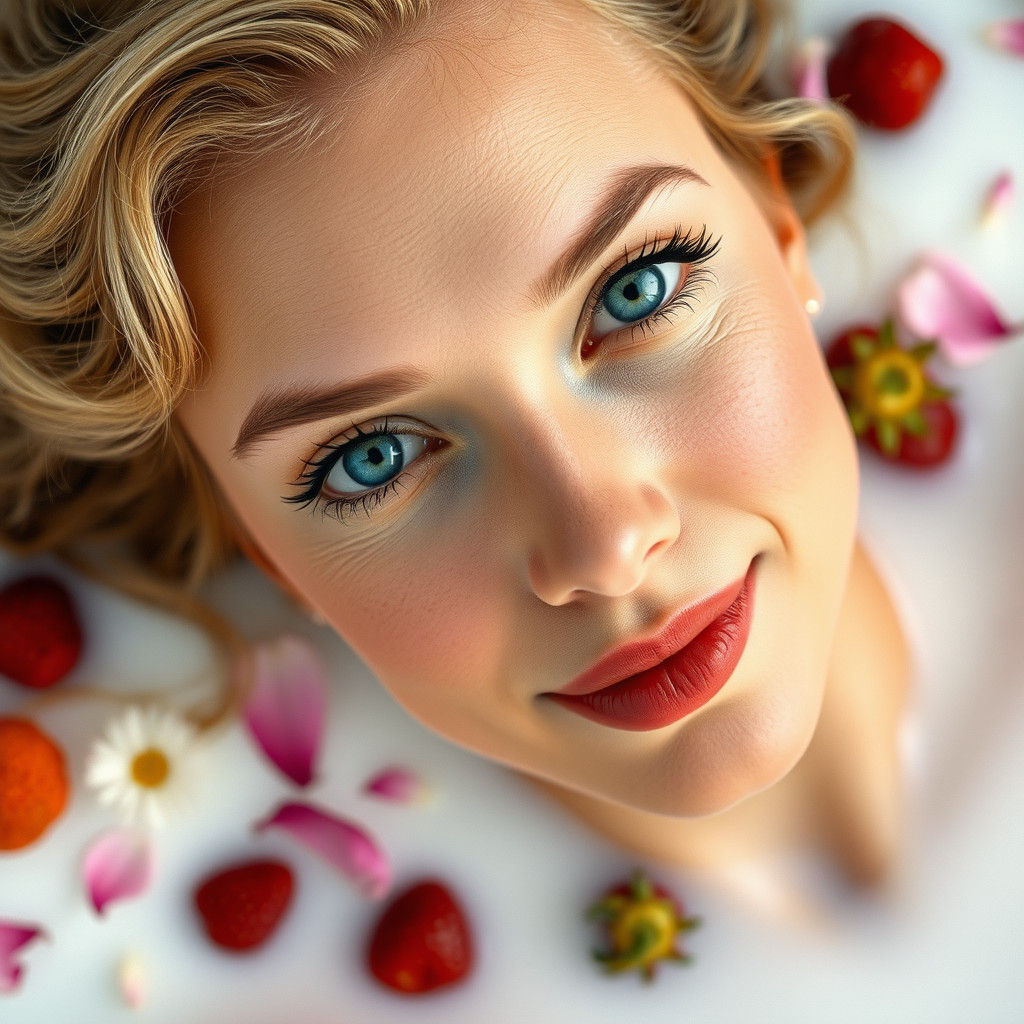 Captivating Woman in Milk Bath, Modern Marilyn Monroe