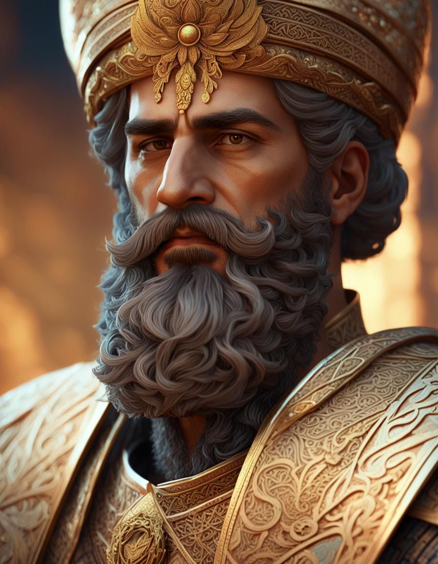 Cyrus the Great Portrait in Art Deco Style