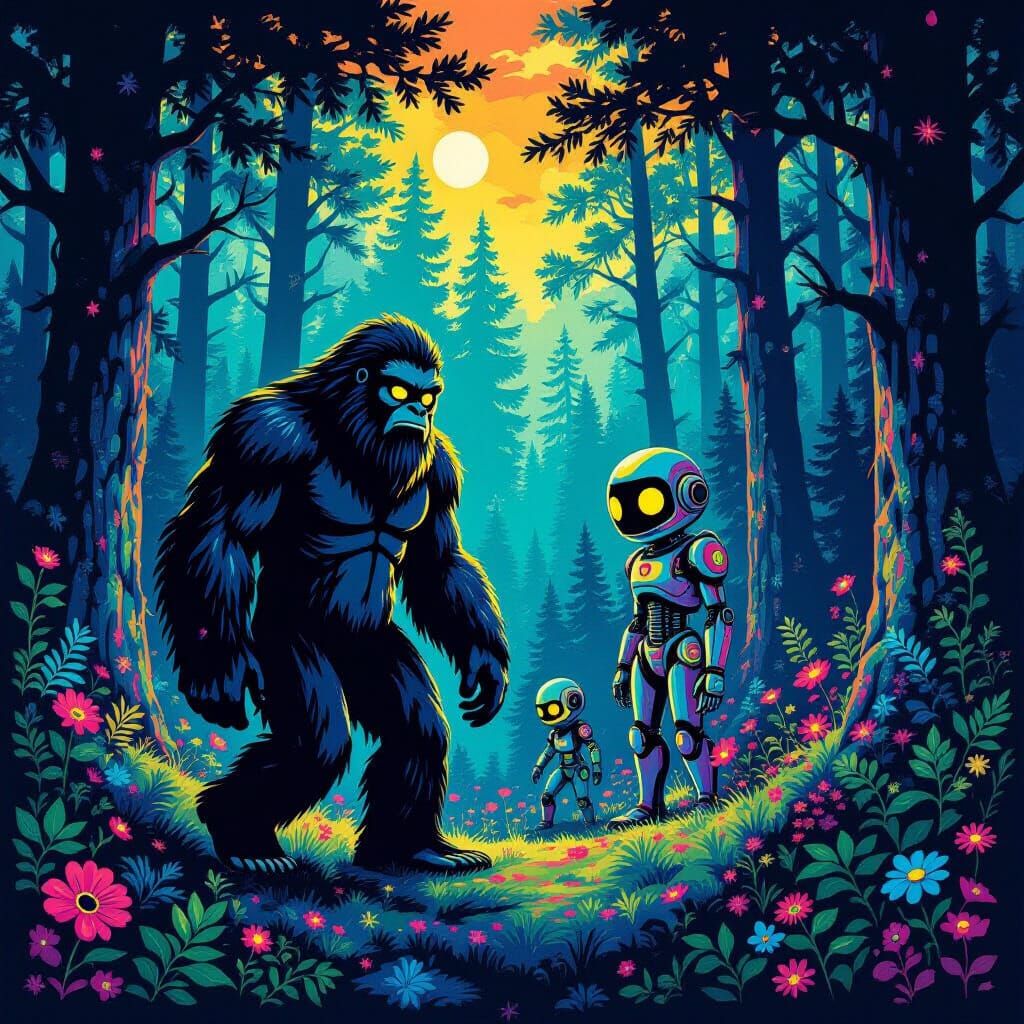 Eerie Cryptids in Mystical Forest All Over Print